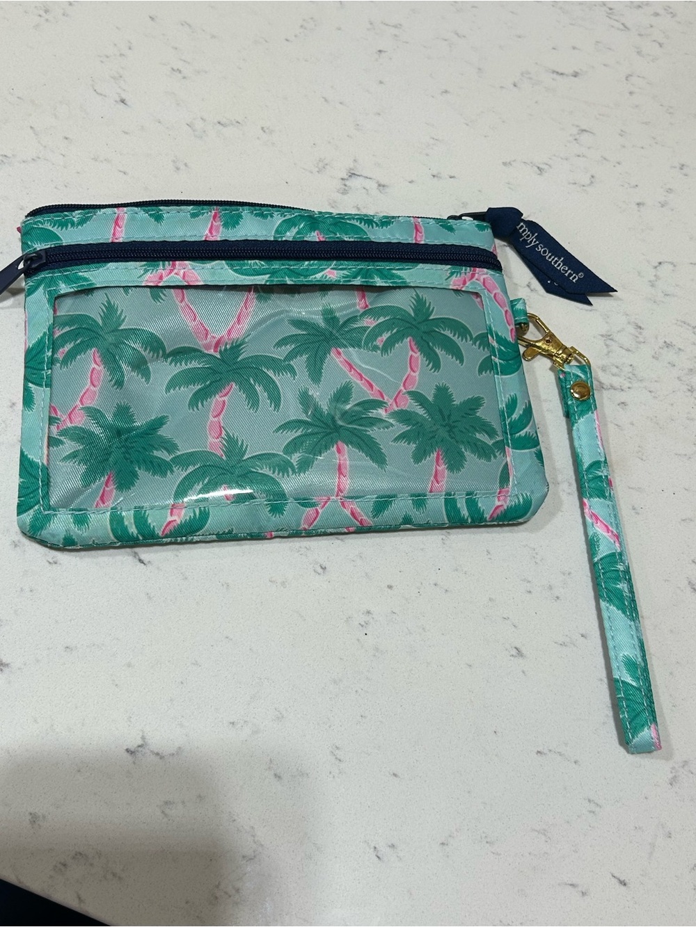 Simply Southern Palm Tree Wristlet: Pink & Teal